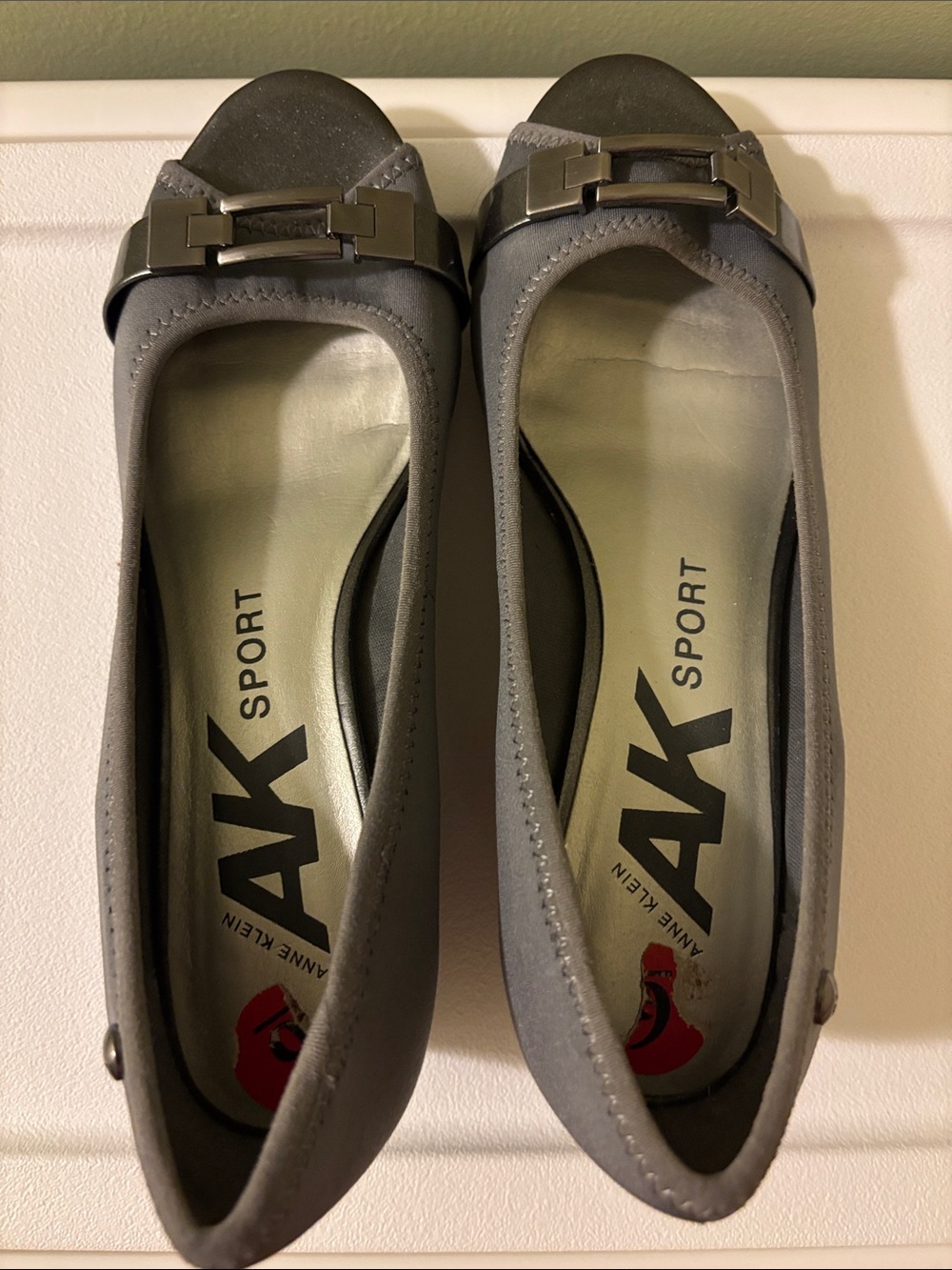 Anne Klein Sport Gray Slip-On Flats with Metal Accent